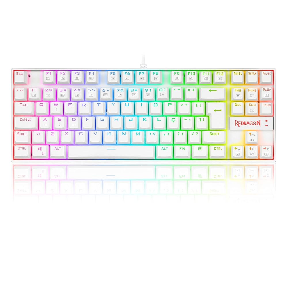 Teclado Gamer Redragon Kumara K552W RGB Branco Outemu Brown