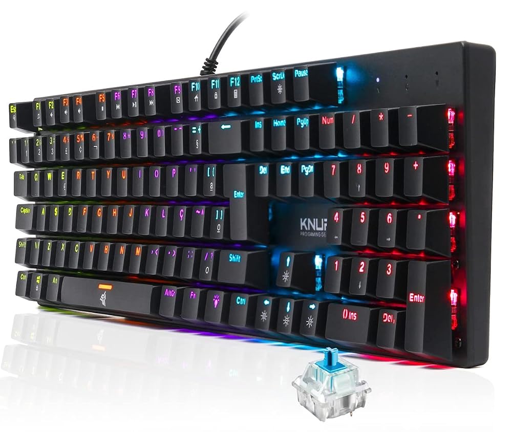 Teclado Mecânico Gamer Knup Switch Blue RGB
